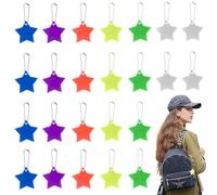 KEYRI 24 Pièces Pendentif Réfléchissant, Pendentif Réfléchissant de Étoile Porte-Clés Réflecteur Sécurité Pendentif Réfléchissant pour Sac à Dos Cartable Vélo Marche Poussette