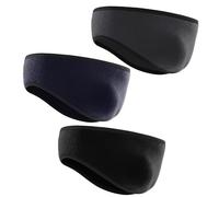KEYRI 3 Pièces Bandeau de Sports Cache Oreille, Protege Oreille Bandeau Chaud Protège-Oreilles Chauds pour Femmes Hommes, Polaire Bandeau de Cheveux Hiver Sport Cyclisme Vélo (Noir + Bleu + Gris)