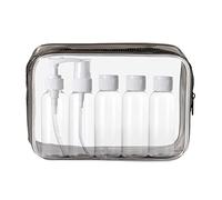 KEYRI Kit Voyage Avion Bouteille Cosmetique 100ml Flacon Étanche et Rechargeable Spray Transparent pour Liquides Organisateur Set de Toilette (Noir)