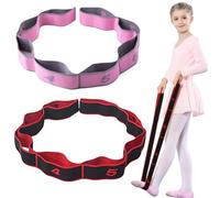 KEYRI Lot de 2 Ceinture de Yoga Elastique, Sangle de Yoga avec 8 Boucles Bande de Résistance Elastique, Étirement des Bandes Elastique Musculation de Résistance pour Latine Pilates