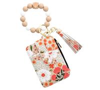 Keyrings Wallet, Card Holder, Beaded Design Metal Accents Compact Size Lightweight Build Sturdy Material, Key Chain Wallet for Bag, 4.72x3.35x0.79inches