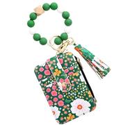 Keyrings Wallet, Card Holder, Beaded Design Metal Accents Compact Size Lightweight Build Sturdy Material, Key Chain Wallet for Bag, 4.72x3.35x0.79inches