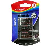KEYROAD gomme à crayon noire 3 pcs blister