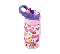 Keyroad Gourde pour enfants 450 ml/Bouteille d'eau anti-fuite Bouteille d'eau en plastique pour enfants/Thème : sourire violet