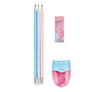 Keyroad Kit d'école, accessoires de classe pastel, triangle, 5 éléments, blister, mélange de couleurs, fournitures scolaires, cadeau de rentrée scolaire