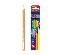 Keyroad KR971754 Lot de 6 crayons de couleur fluo triangulaires - Couleurs mélangées - Pour adultes et enfants - Graphite doux - Trou de suspension