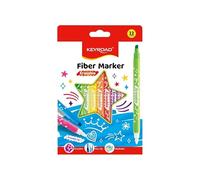 KEYROAD Lot de 12 marqueurs en fibre - Couleurs vives - Effaçables - Mélange de couleurs - Pour écolier, maternelle, école, université