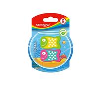 KeyRoad Lot de 2 gommes en forme de poisson pour crayon et crayon de couleur - Blister - Mélange de couleurs - Idéal pour l'école et le bureau - KR972126