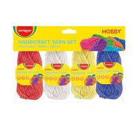 Keyroad Lot de 4 pelotes de fil acrylique arc-en-ciel - 4 x 15 g - Pour projets de fil petits et enfants - Couleur : rouge, blanc, jaune, bleu