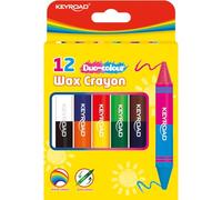 Keyroad Lot de 6 crayons de couleur pour enfants Duo-Colour, Jumbo Crayons de cire pour enfants, double face, 6 pièces/12 couleurs, crayons de cire scolaire, boîte