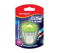 KEYROAD Luminious Taille-crayon en plastique fluorescent double avec récipient pour crayons et crayons de couleur sous blister École Bureau