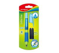 Keyroad SMOOZZY WRITER Stylo roller ergonomique 0,7 mm/encre bleue incluse 2 cartouches d'encre bleue/poignée en caoutchouc antidérapant/couleurs mélangées, Assorties (Bleu/Rose)