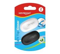 KEYROAD Soft Tip Lot de 2 gommes à pointe souple avec poignée ergonomique sans PVC pour crayons à papier pour bureau et école 51 x 28 x 10 mm Couleurs assorties