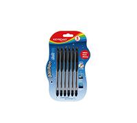 KeyRoad Stylo à bille 0.7mm/6pcs/Encre noire/Trou de suspension Blister/Bureau Préscolaire et Ecole/Couleur: Noir/Avec Poignée Ergonomique