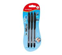 KEYROAD Stylo bille Soft Jet, prise en main confortable, 0,7 mm, lot de 3, blister, noir