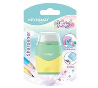 Keyroad Taille-crayon double en plastique avec gomme Couleurs pastel