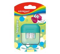 KEYROAD Taille-crayon double en plastique avec récipient Couleurs mélangées