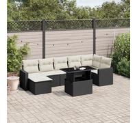 Keyroto Salon de jardin avec espace de rangement, balcon, salon, avec plateau de table réglable, pour balcon, canapé, salon, extérieur, en polyrotin, 8 pièces, noir et crème, 4 pièces