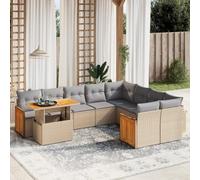 Keyroto Salon de jardin avec plateau de table réglable - Canapé de jardin - Salon de balcon - Meubles d'extérieur - Salon d'extérieur - Salon d'angle - Balcon - Salon de jardin - Poly rotin beige et