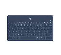 Keys-To-Go Clavier Bluetooth sans fil pour iPhone, iPad, smartphone, tablette, Windows, Apple TV, ultra fin, ultra léger, disposition QWERTY UK - Bleu (renouvelé)