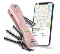 KeySmart iPro - Compatible avec Apple Find My App - Trouver Vos clés perdues - Porte-clés Compact avec Suivi et Lampe de Poche LED (jusqu'à 14 clés, Rose)