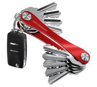 KeySmart - Porte-clés compact et organiseur de trousseau à clés (jusqu'à 14 clés, Rouge) - Organisateur range clefs