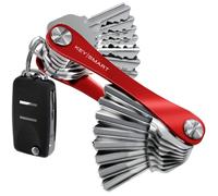 KeySmart - Porte-clés compact et organiseur de trousseau à clés (jusqu'à 22 clés, Rouge) - Organisateur range clefs