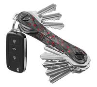 KeySmart Porte-clés Organisateur - Organiseur Compact pour Trousseau, Porte-clés Minimaliste EDC Sans Encombrement, Anneau pour Clés de Voiture et Trousseaux (jusqu’à 14 clés, Carbone Forgé Rouge)