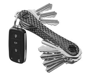 KeySmart Porte-clés Organisateur - Organiseur Compact pour Trousseau, Porte-clés Minimaliste EDC Sans Encombrement, Anneau pour Clés de Voiture et Trousseaux, Extensible (jusqu’à 14 clés, Carbone 3K)