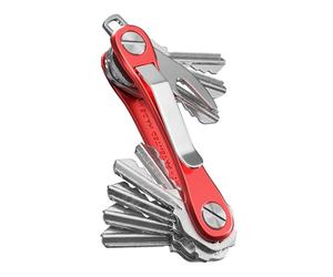 KeySmart Rugged - Porte-clés multifonctionnel, organisateur de clés avec décapsuleur et clip de poche - Organisateur pour jusqu'à 14 clés (Rouge)