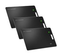 KEYSMART SmartCard Tracker GPS de Portefeuille, Rechargeable et réutilisable, Trou pour Porte-clés, Fonctionne avec l’Application Apple Find My, localisateur d’Objets (Noir, Pack de 3)