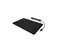 KeySonic KSK-5230IN : Clavier Bureau USB QWERTZ Allemand Compact, Membrane, IP68, 87 Touches, Câble 1.8m, Noir, avec Pavé Tactile Intégré
