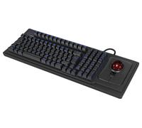 Keysonic KSK-8202ELU-T (US) filaire Clavier anglais US, QWERTY noir avec trackball, éclairé