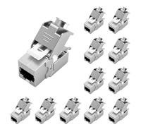 Keystone Lot de 12 modules de connecteur RJ45 Cat 7 - Tool-Free CAT7, CAT6, CAT6a RJ45 Keystone Jack, fiche réseau sans outil, STP Shielded, 10 Gbit/s, 1000 MHz pour panneaux de brassage et prises