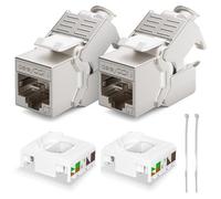 Keystone Lot de 2 prises RJ45 Keystone CAT 7 pour CAT7/6/6a, montage sans outil, LSA entièrement blindé STP femelle encastrable RJ45 femelle borne de coupe pour panneau de brassage et prise réseau