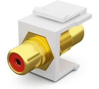 Keystone Module avec connecteur RCA (marquage rouge)Ceystone multimédia pour panneau de brassage,prise réseau,support Keystone,adaptateur d'embrayage Plug & Play Blanc