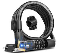 KEYSTP Câble d'antivol pour vélo avec combinaison et clé, anti-vol, avec support de montage pour vélos et scooters (12 mm)