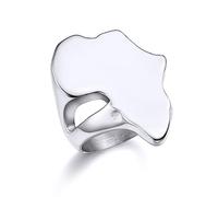 KeyStyle Bague de motard en acier inoxydable avec carte africaine pour homme et femme - Bijoux pour rappeur hip-hop, 13, Acier inoxydable, Aucune pierre précieuse