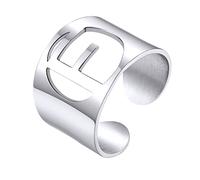 KeyStyle GoldChic Bague en forme de lettre initiale audacieuse réglable, bague dorée personnalisée gravée pour femme pour fête (or, or blanc, noir), Adjustable, Acier inoxydable, Aucune pierre