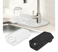 keyuancan Tapis de Robinet Cuisine Trou Latéral, Tapis de Robinet en Silicone, Pliable Plateau Anti-Gouttes pour Robinets, Utilisable des Deux Côtés pour Gauche Droit, Cuisine, Salle de Bain, 2 PCS