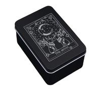 Keyubria Boîte de tarot en métal, boîte de cartes de tarot - Boîte de rangement de bijoux - Étui à cartes de Tarot imprimé Moon Sun, pour cartes à jouer, bijoux, petit conteneur de rangement de