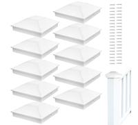 Keyubria Chapeaux De Poteau De Clôture - Couvercle Pour Poteau 10x10 Cm | 10Pièces Blanc Décoratif Résistant Aux UV Intempéries Pour Jardin Extérieur Quai Terrasse Extérieur