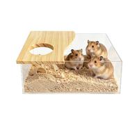 Keyubria Hamster Bath Tub Conteneur Transparent en Bois Acrylique | Petit pour Rongeur pour Gerbille de Toilette Exploration Cachette et Sommeil