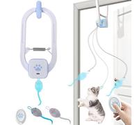Keyubria Jouet Chat pour Le Montant de Porte | Jeu Interactif en Forme De Souris,Modes Ajustables Télécommande Interactive Stimulant | pour Exercice et Ennui Intérieur Salon Patio Cage pour