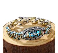 KEYULI Bracelet en perles turquoise Mantra à six caractères Dzi à neuf yeux, bracelet porte-bonheur tibétain à six caractères (A,20 cm)