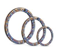 KeyUnity KA02HF, Anneaux de clés plats en titane, anneau fendu latéral de 33/25/17,5 mm pour porte-clés, mousqueton, lampe de poche, couteau, médaille de collier pour chien (1L+1M+1S