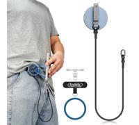 KeyUnity KH01 Support de téléphone magnétique à clip de ceinture avec cordon antivol, support de téléphone mains libres à dégagement rapide pour ceinture et sangles, sangle extensible pour course à