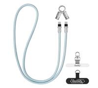 KeyUnity KH03 Sangle de cou et câble de données USB-C pour téléphone portable 2 en 1 Bracelet tressé court de 120 cm Câble USB-C caché compatible avec le port de charge USB-C(bleu clair)