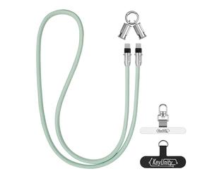 KeyUnity KH03 Sangle de cou et câble de données USB-C pour téléphone portable 2 en 1 Bracelet tressé court de 120 cm Câble USB-C caché compatible avec le port de charge USB-C(vert clair)