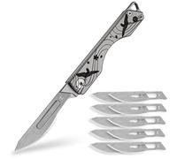KeyUnity KK01 couteau pliant en titane, couteau de poche EDC pratique avec lame interchangeable n° 24, pour les activités en plein air, le camping, la pêche (motif cerisier-oiseau)